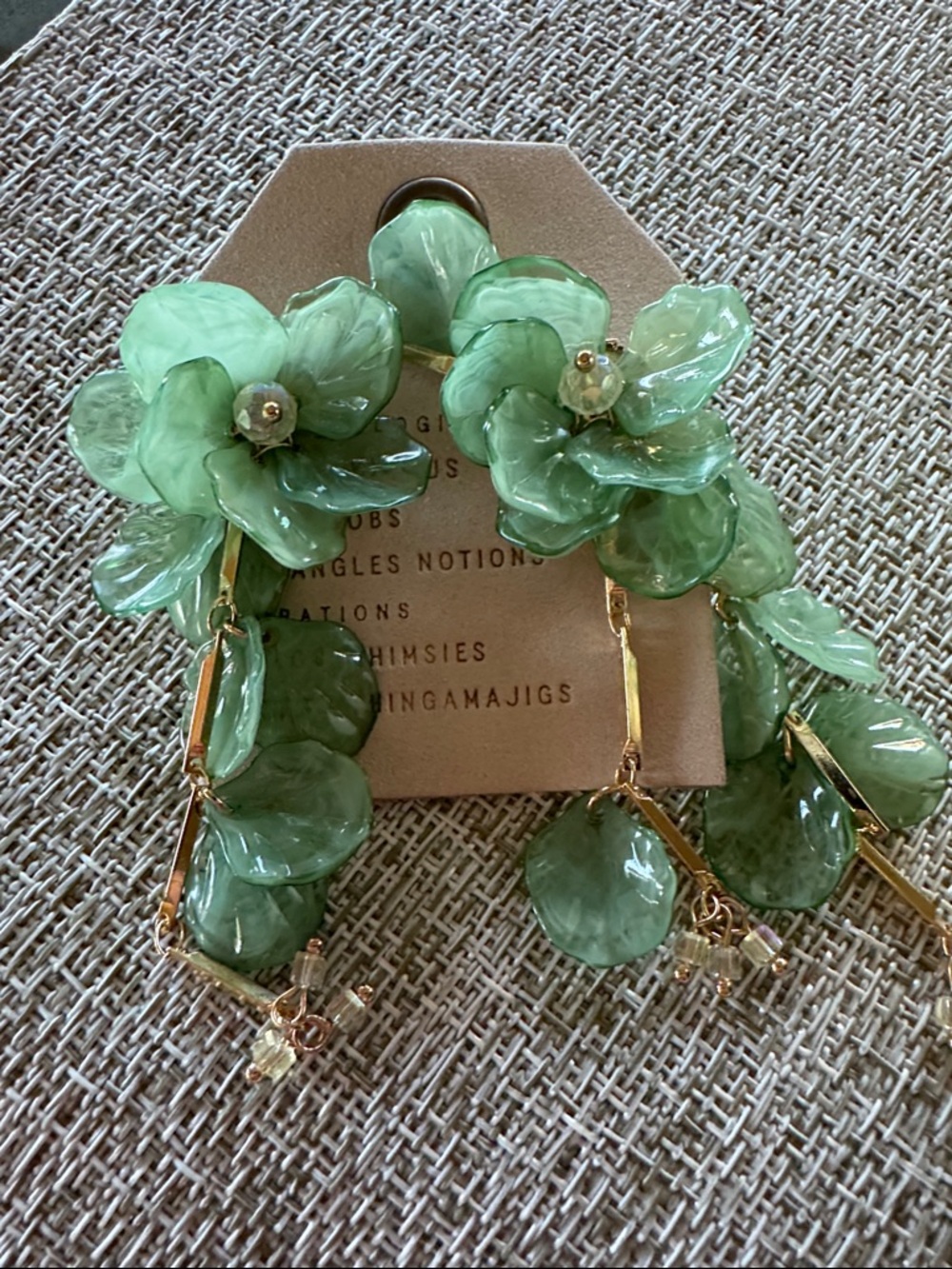 Anthropology Green Floral Drop Earrings - Women's Jewelry